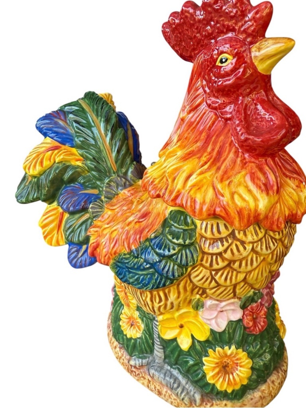 Floral Rooster Cookie Jars 1 of 2